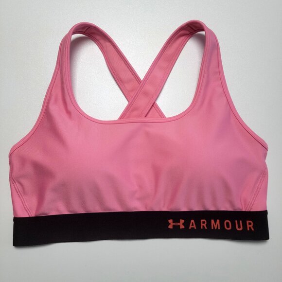 Under Armour Size Large  Mid-Impact Pink Racerback Sports Bra – Removable Pads - Picture 1 of 9